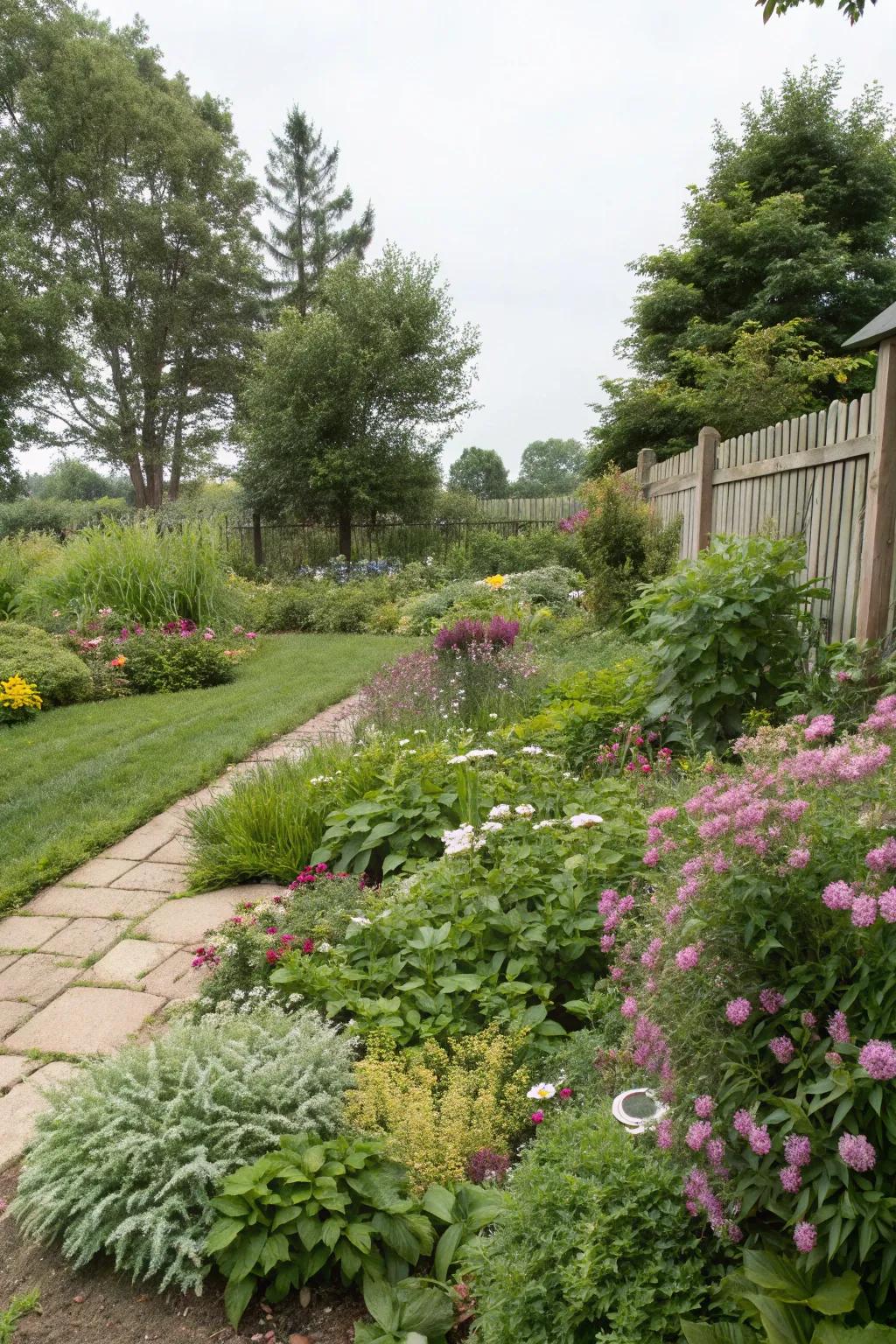 Ground cover plants suppress weeds and fill garden spaces.