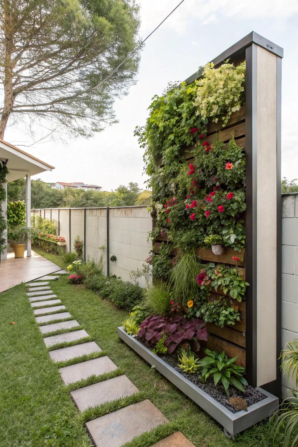 Vertical gardens maximize space and add lush greenery.