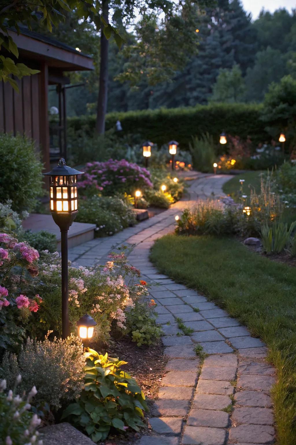 Subtle lighting enhances your garden's ambiance after dark.