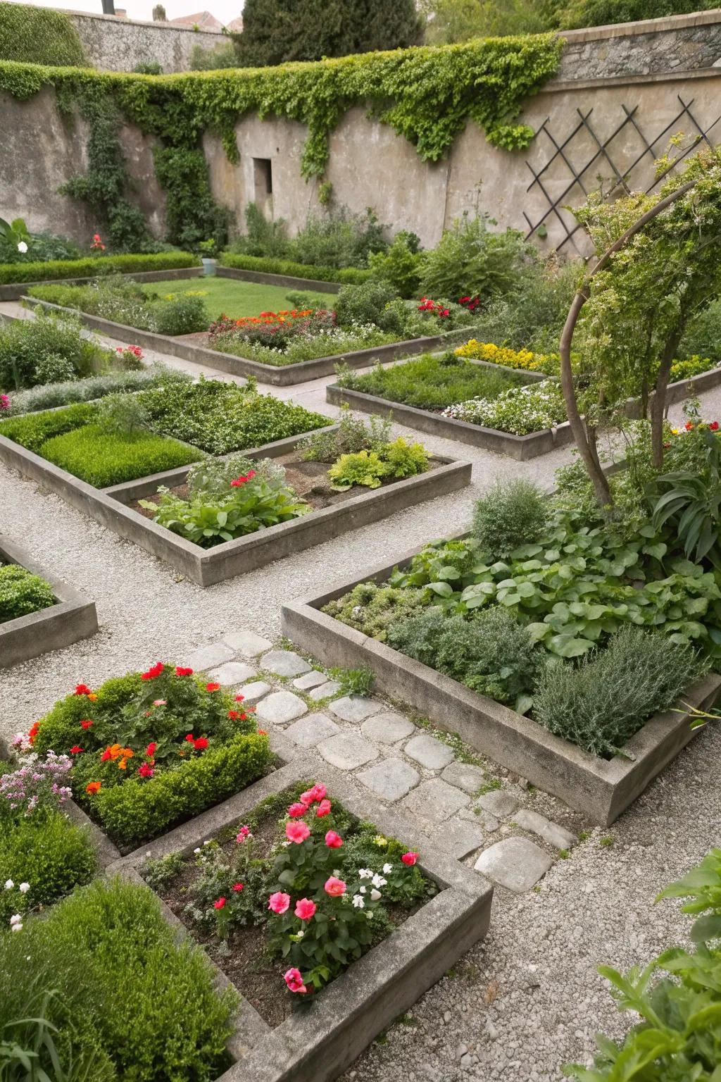 Geometric layouts maximize space and add visual intrigue.