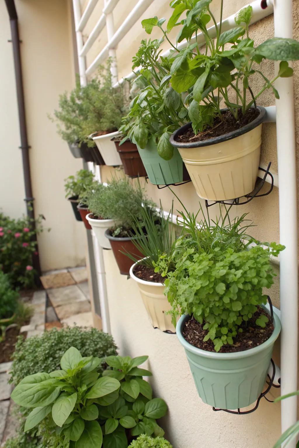A vertical herb garden makes fresh flavors easily accessible.