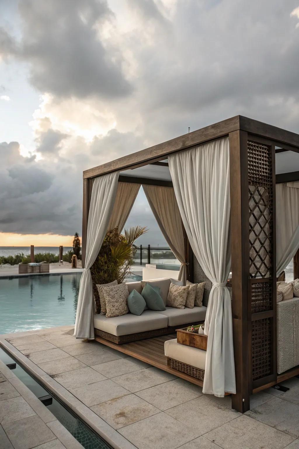 Relax in style with a breezy poolside cabana.