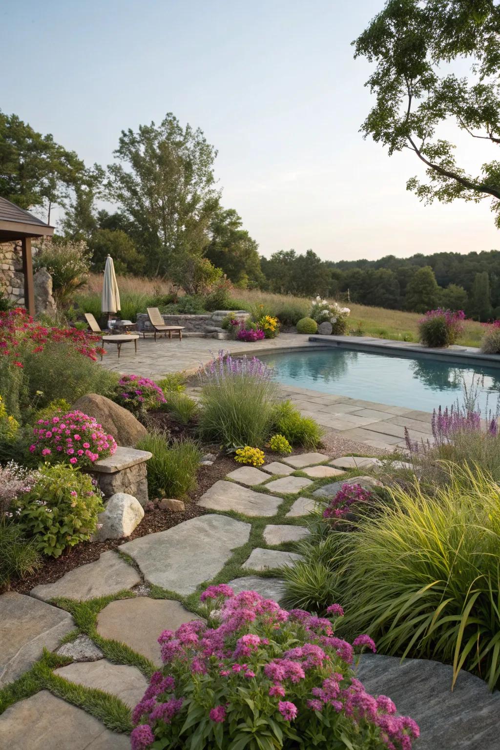 Natural landscaping integrates beauty and tranquility.