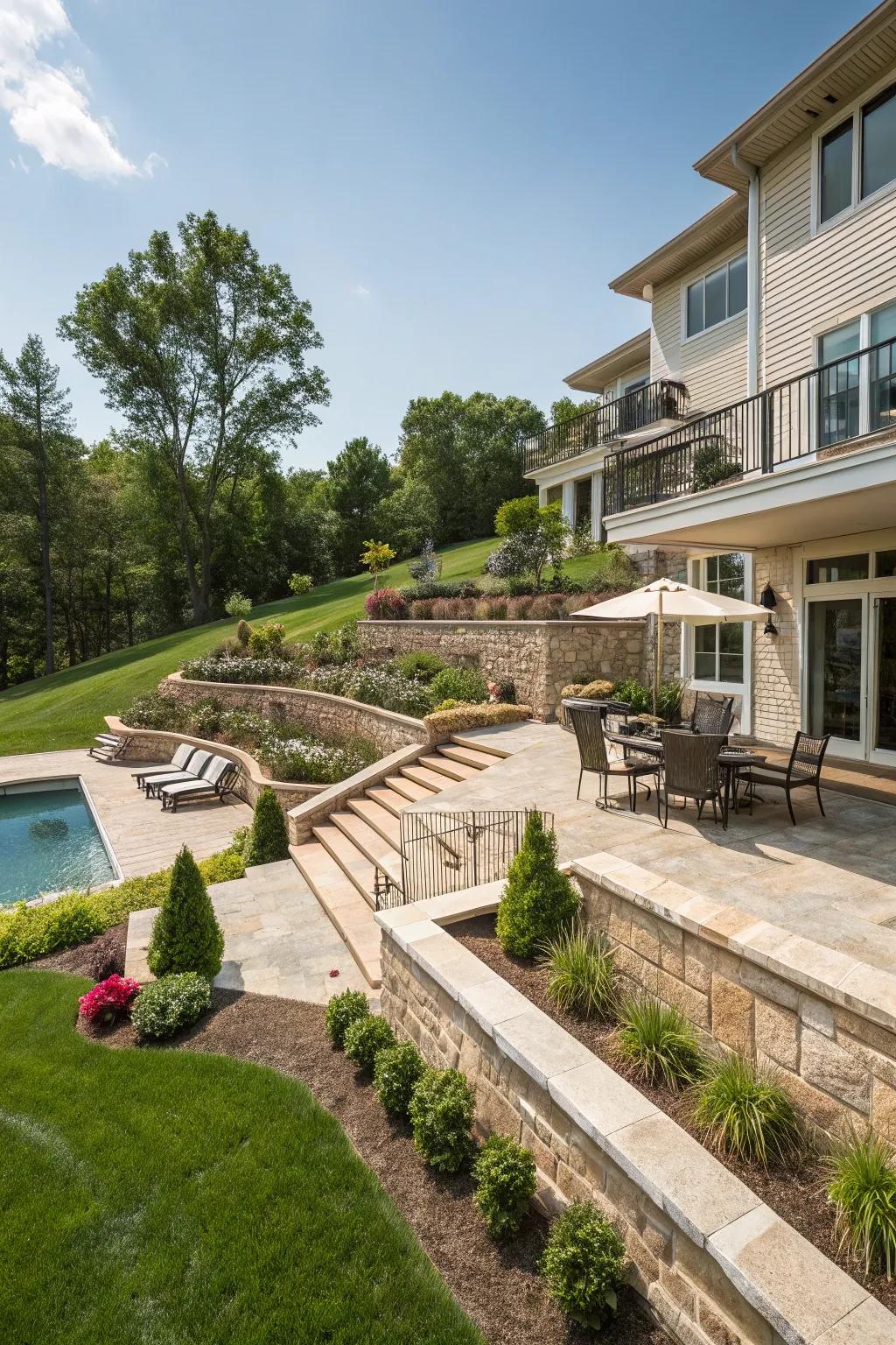 Multi-level layouts offer a dynamic and inviting space.