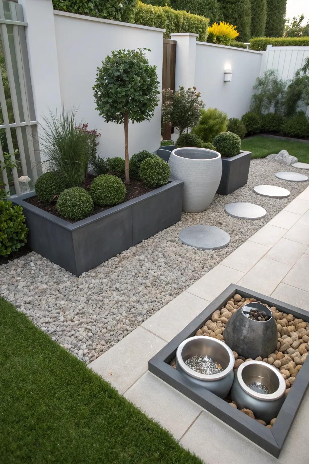 Crushed granite provides a modern, polished look.