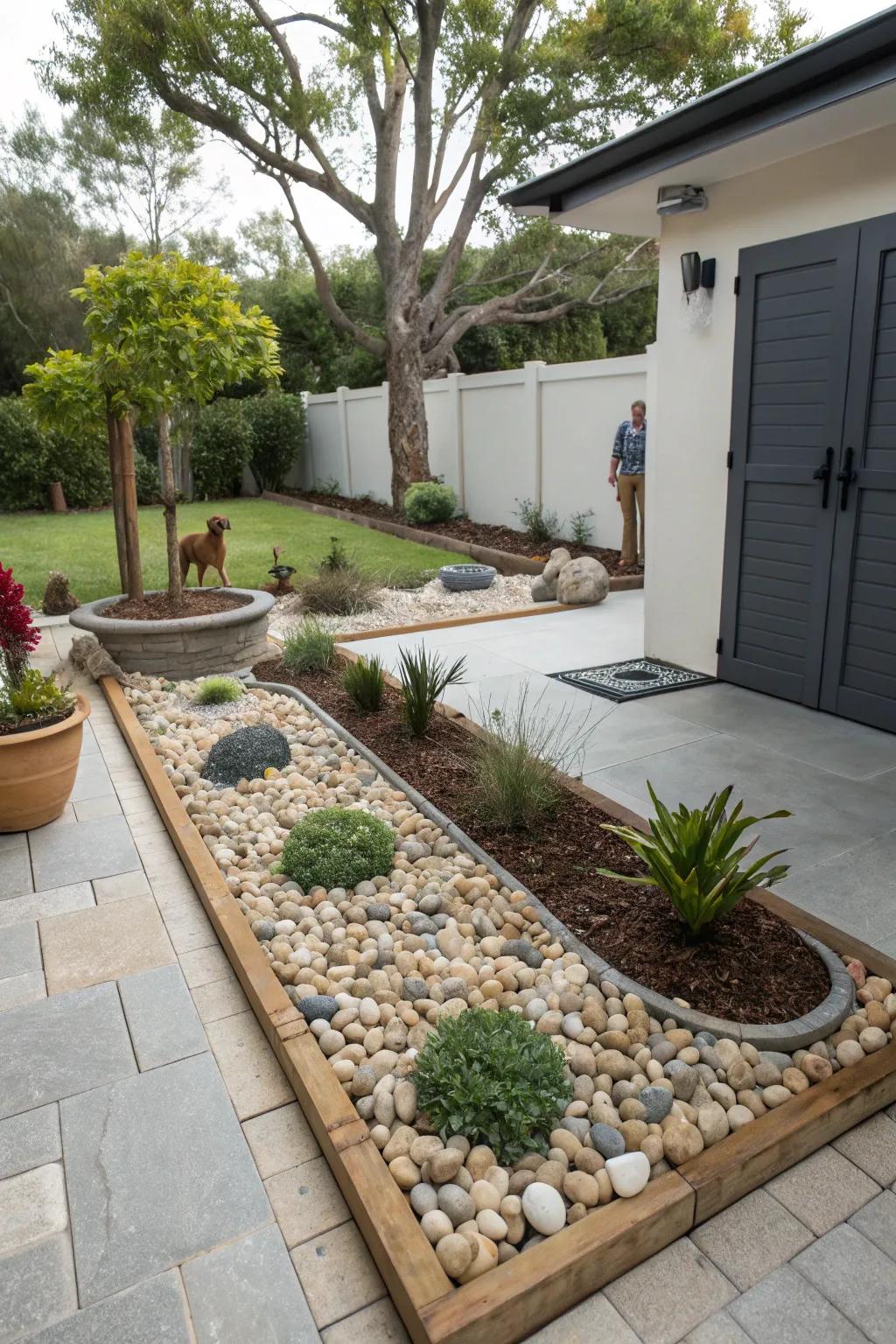 Decorative pebbles add a touch of elegance and function.