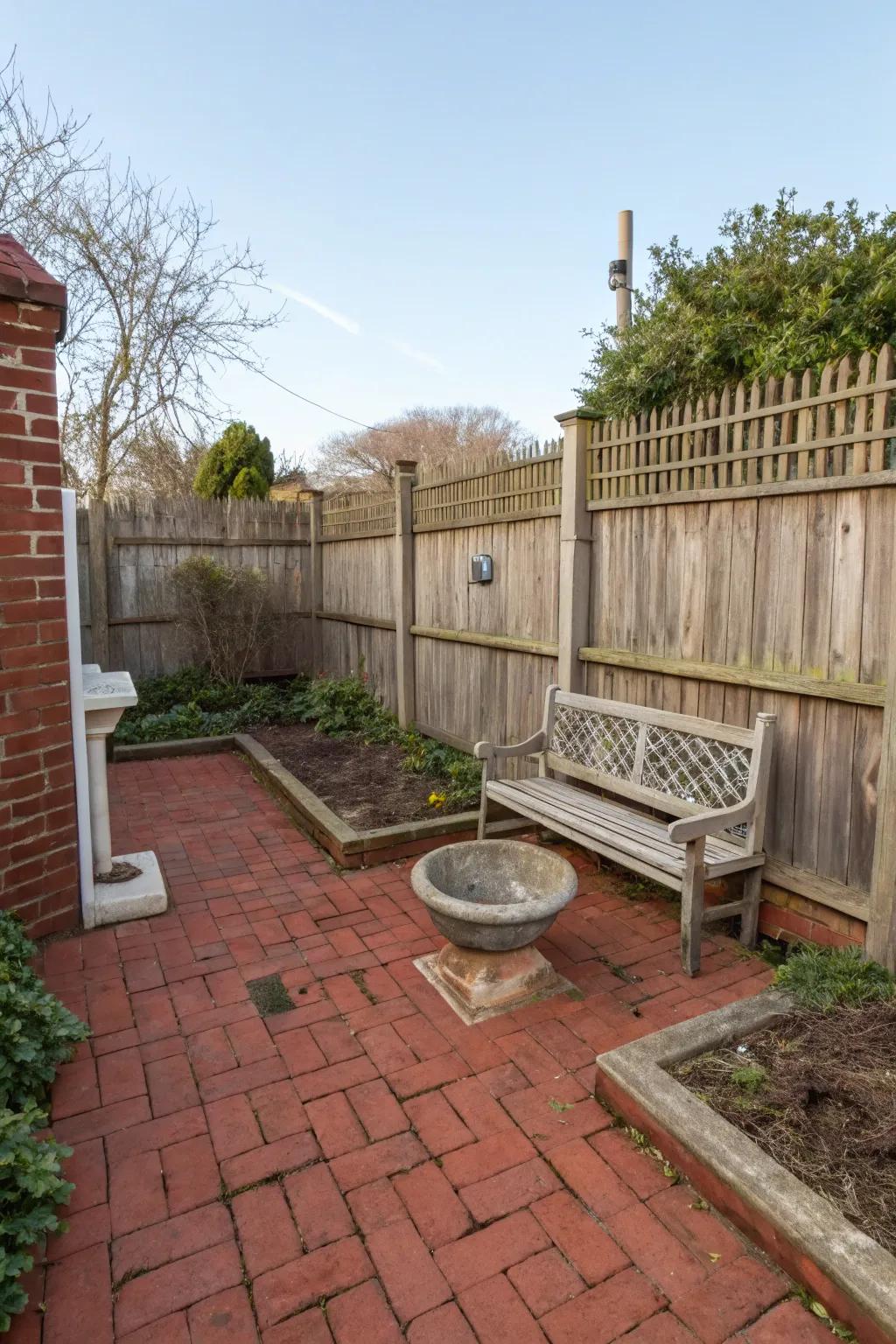 Bricks create a timeless and durable surface.