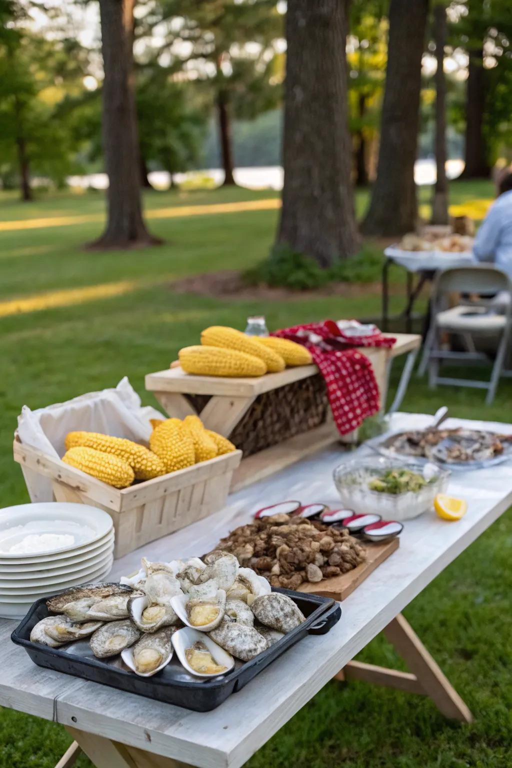 A portable folding oyster table for outdoor adventures.