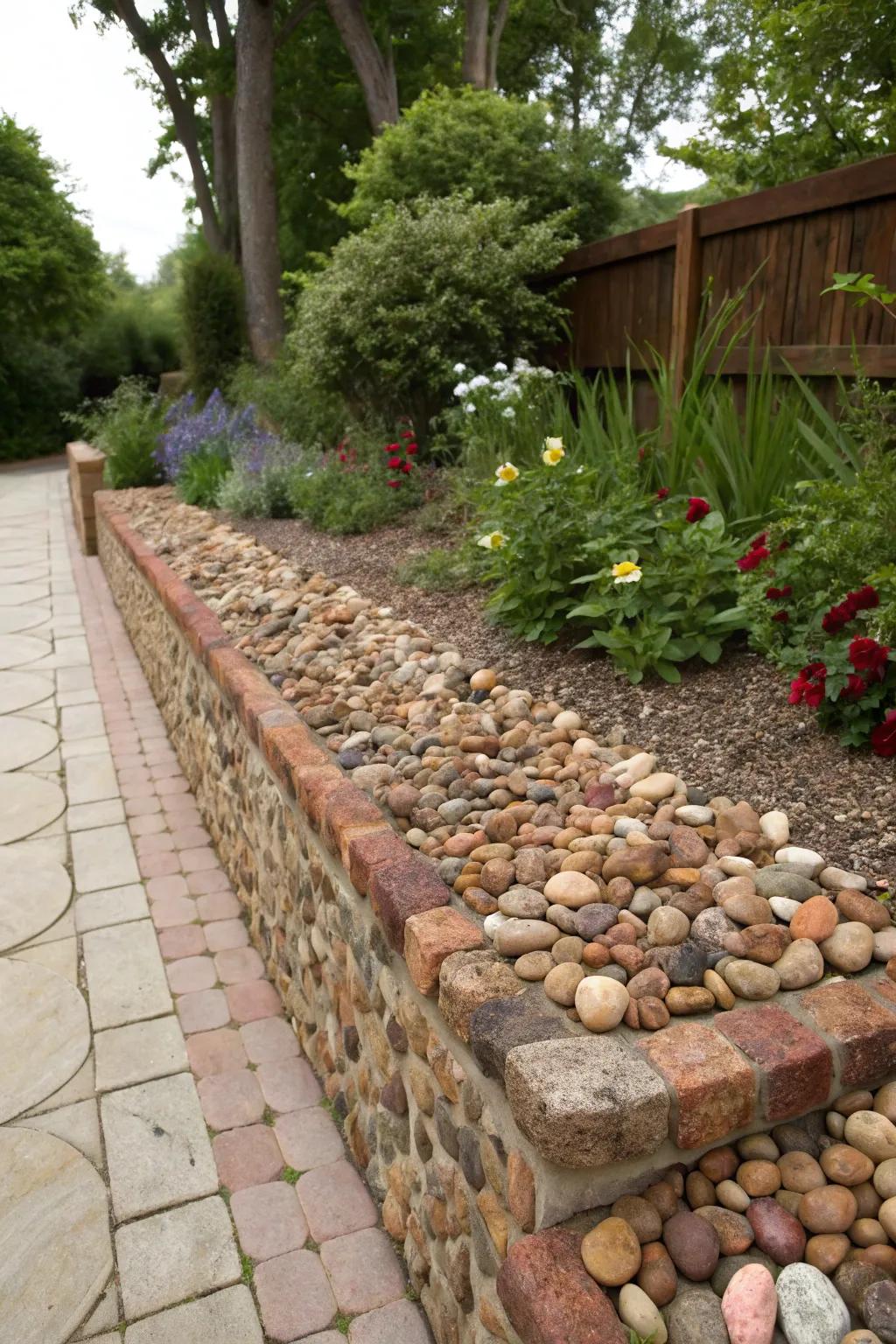 Pebbled walls bring natural texture and color to your garden.