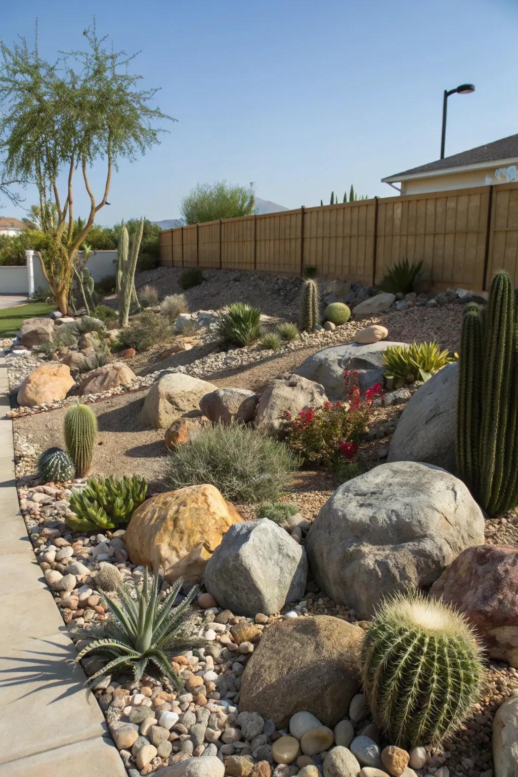 Rock gardens offer stunning, water-efficient beauty.