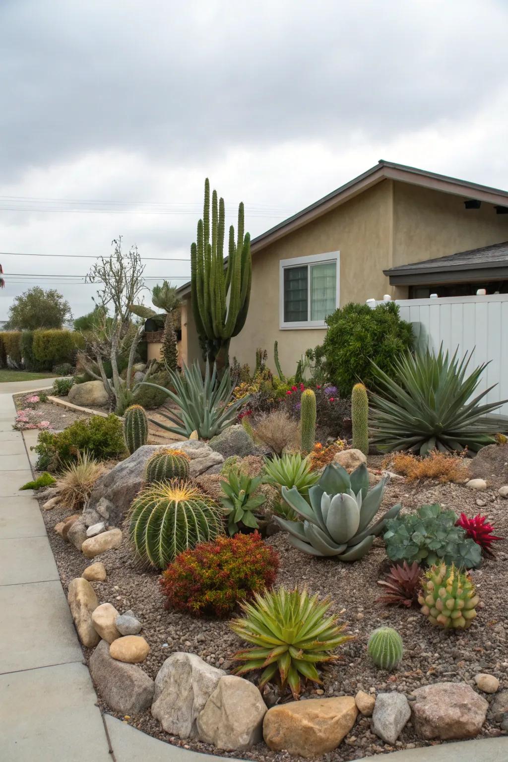 Succulents and cacti: Low-maintenance and visually striking.