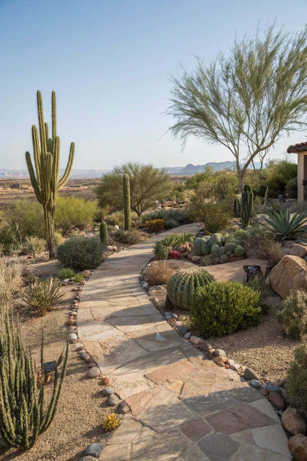 Natural pathways create structure and ease of access.