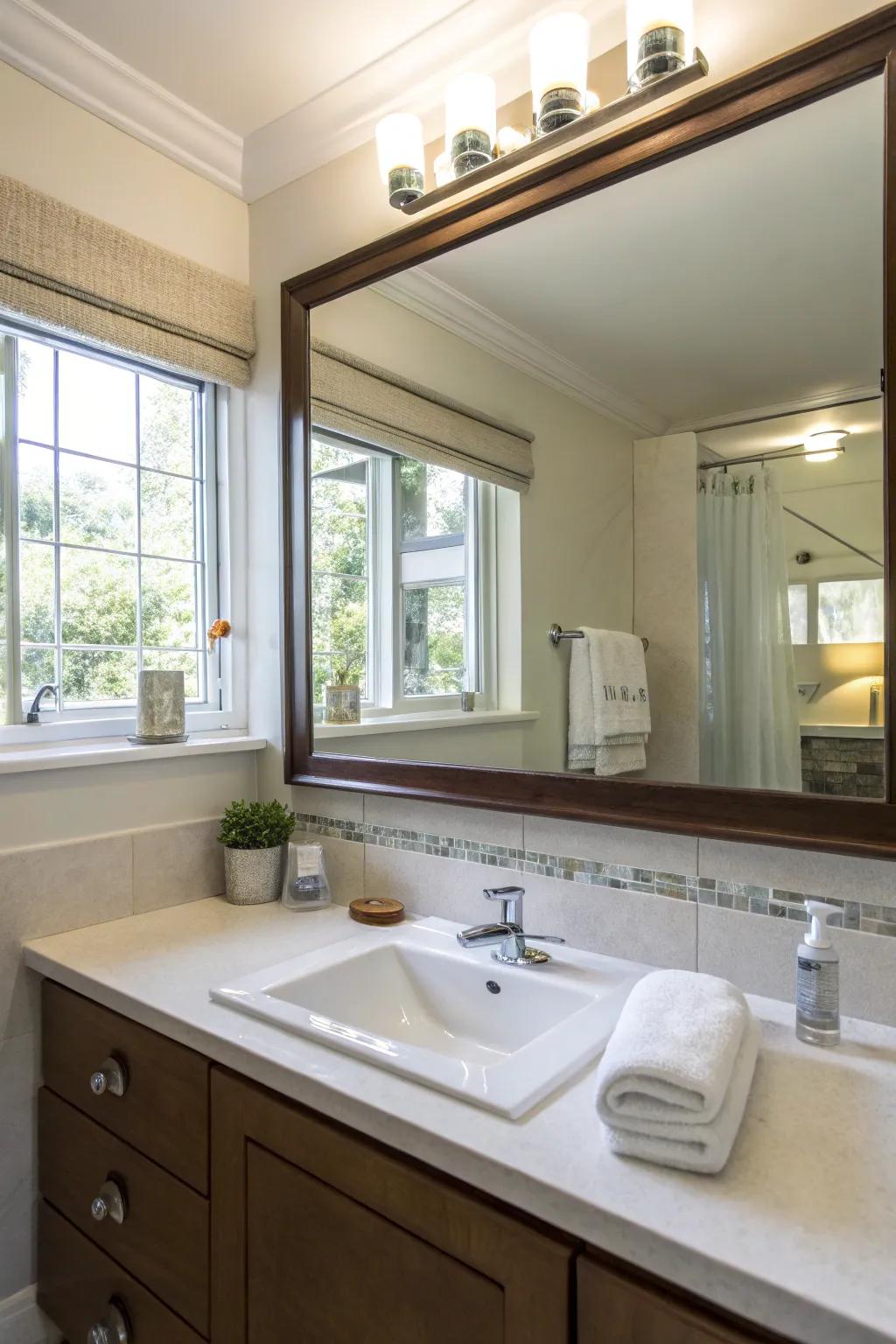 A large mirror enhances space and light.