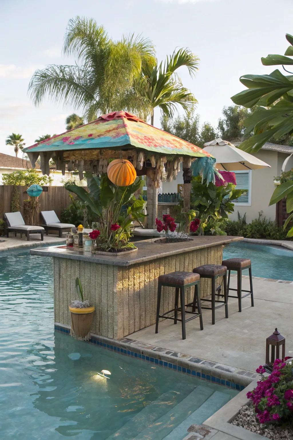 A swim-up bar adds a touch of luxury and convenience to any pool.