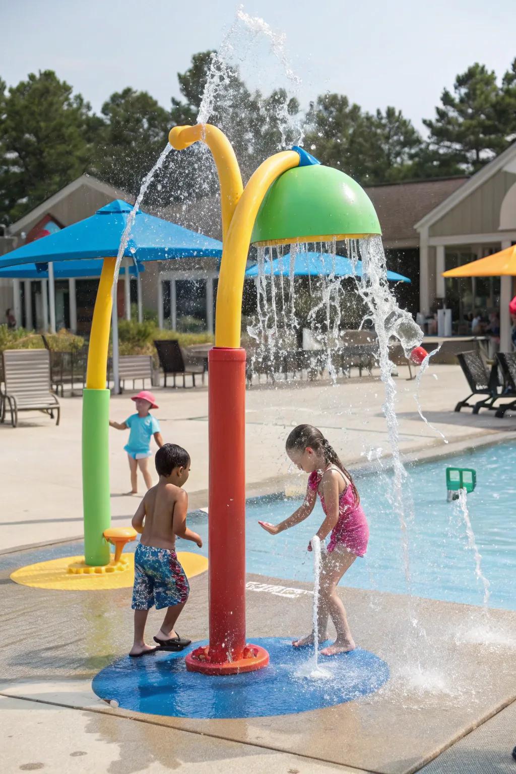 A splash pad offers endless fun for families with children.