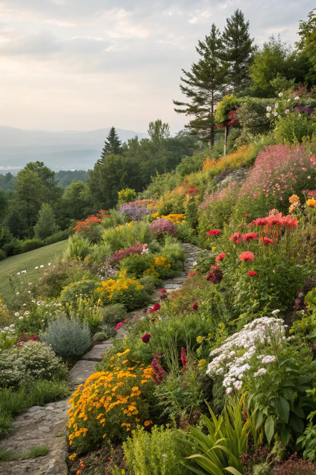 A mix of flora provides a colorful and ever-changing landscape.