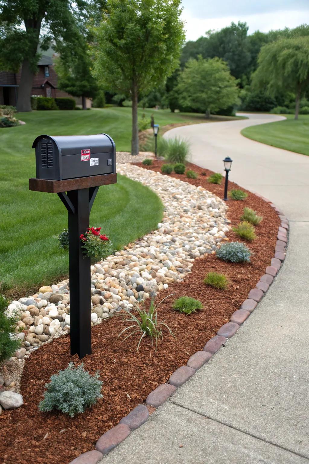 Mulch provides a polished foundation for your mailbox design.