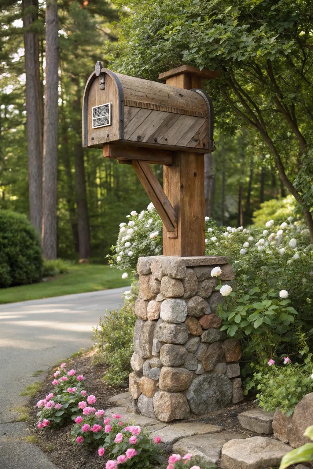 Natural materials bring a harmonious feel to your mailbox area.