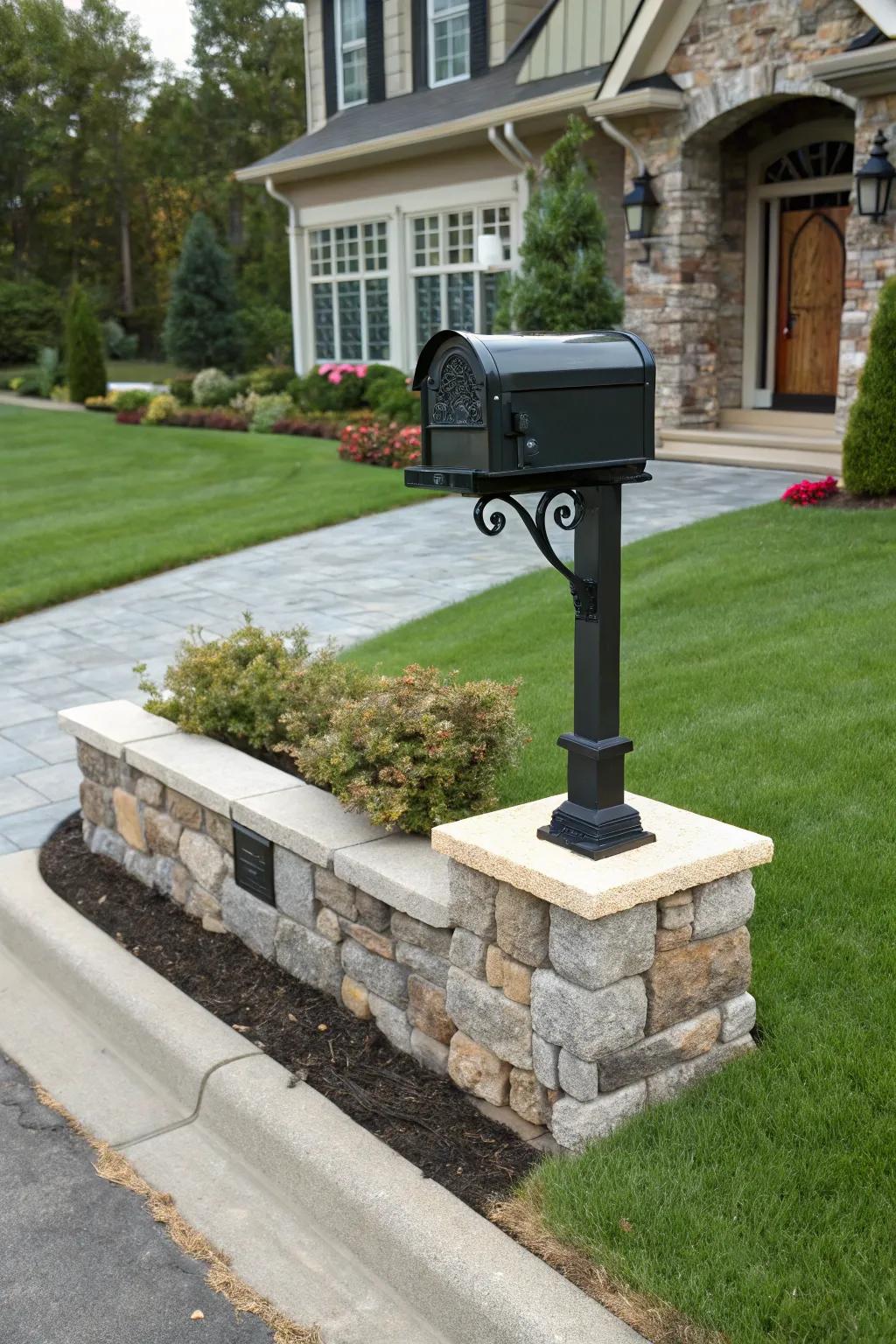 Stone borders add elegance and structure to your mailbox area.