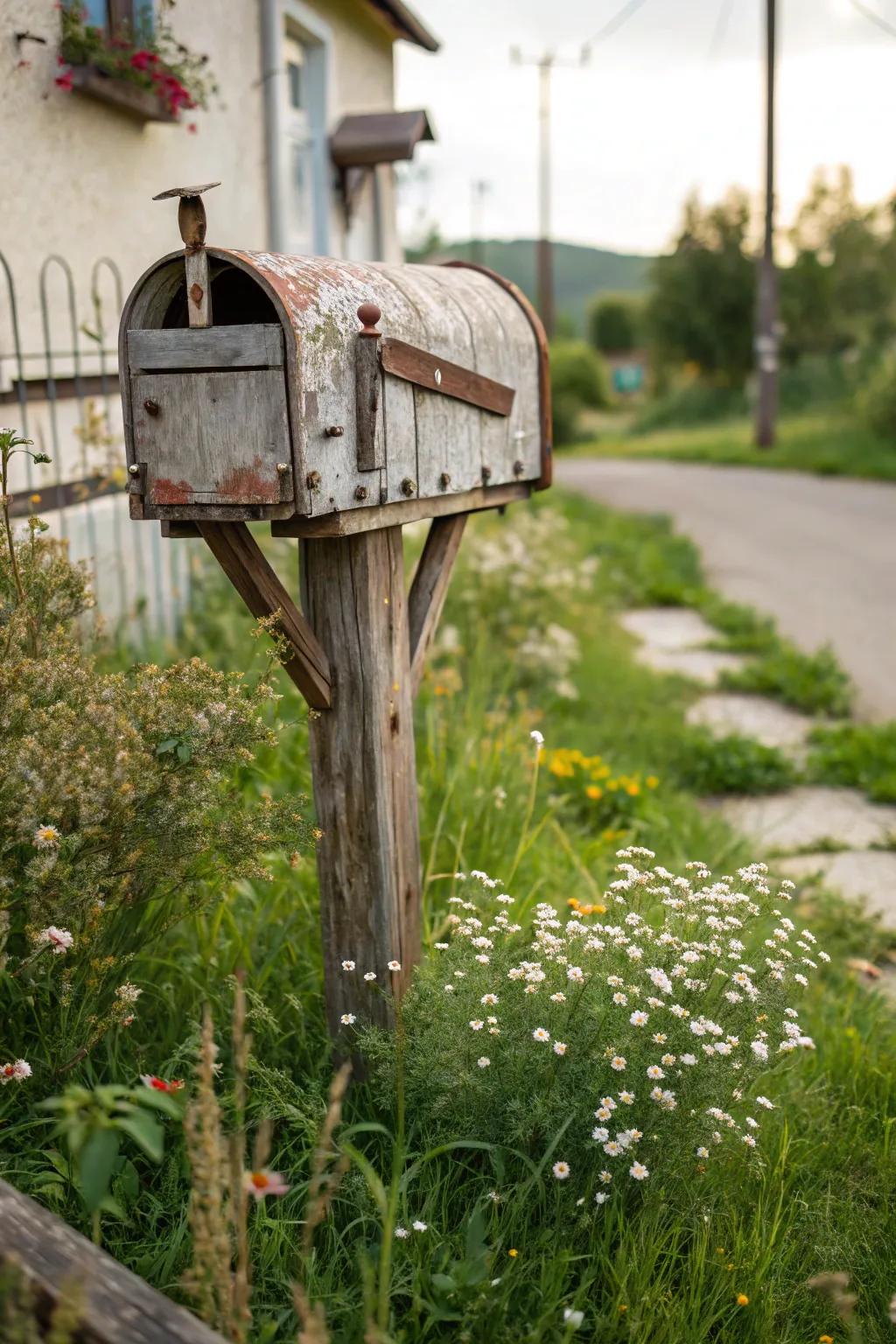 Rustic elements add warmth and authenticity to your mailbox.