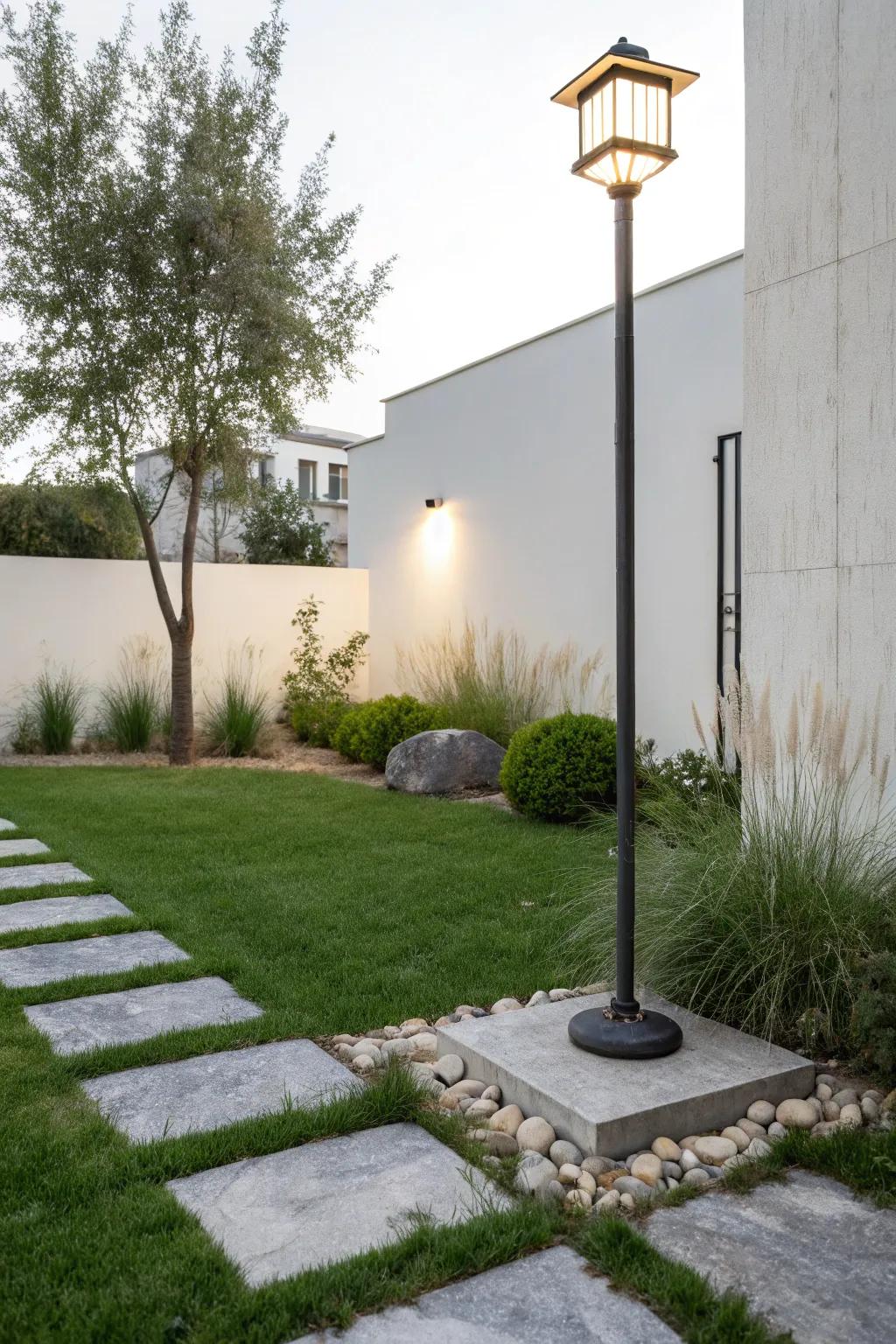 A concrete base provides durability and a minimalist aesthetic.
