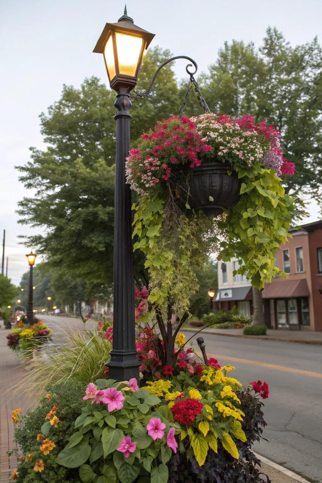 A planter base can transform your lamp post into a blooming spectacle.