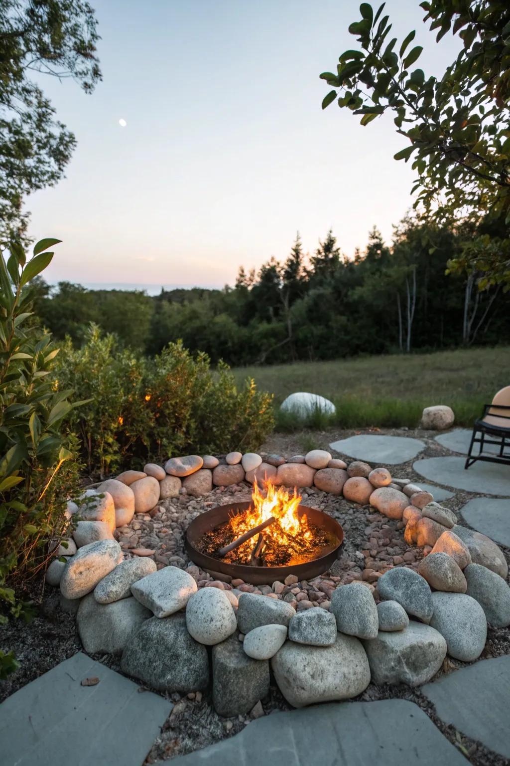 Circular stone arrangements offer a timeless appeal.