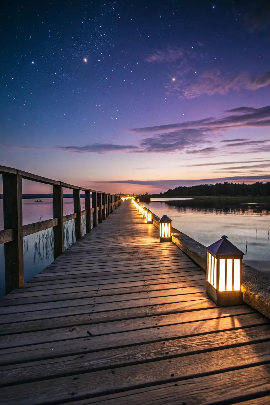 Guide your steps with beautifully lit pathways.