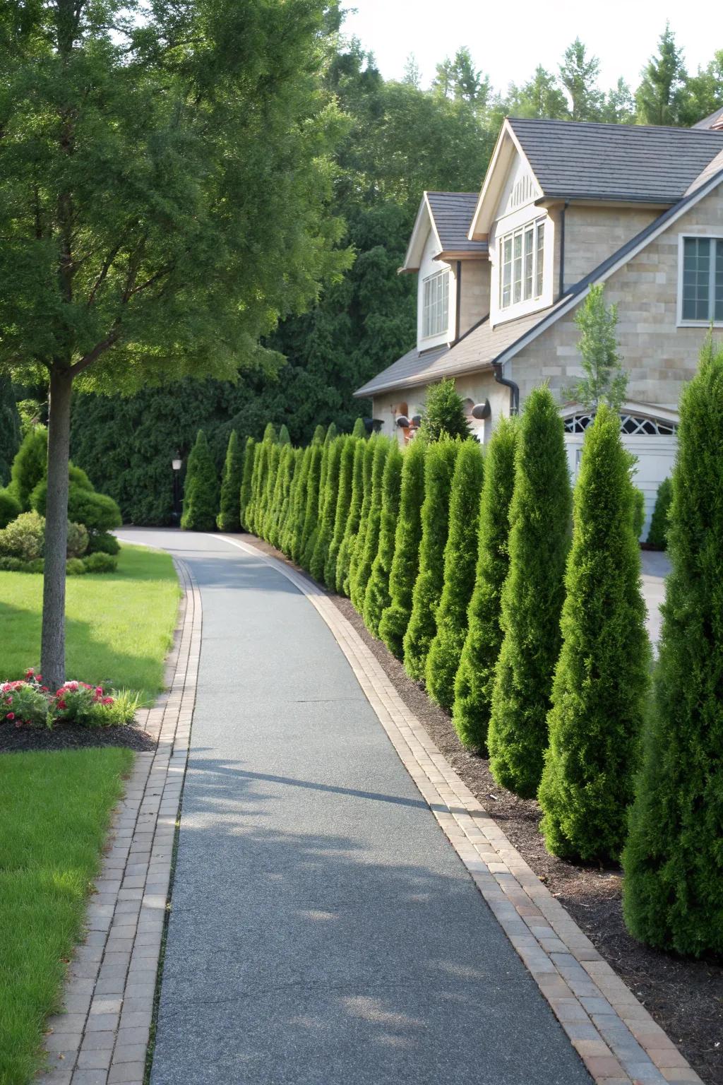 Make a grand entrance with arborvitae-lined driveways.