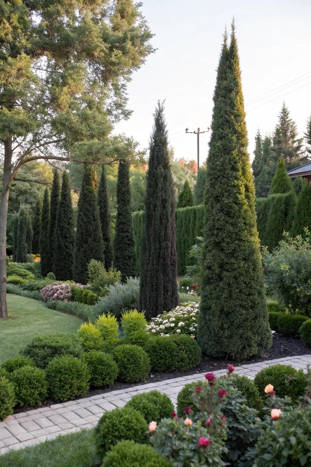 Create drama and depth with unique black-leaved arborvitae.