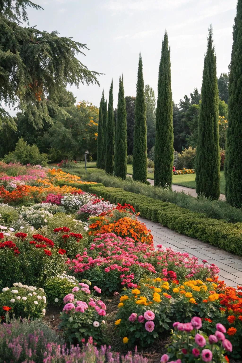 Enhance your blooms with a lush arborvitae background.