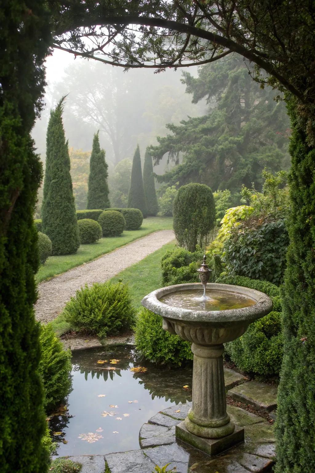 Highlight your garden features with elegant arborvitae framing.