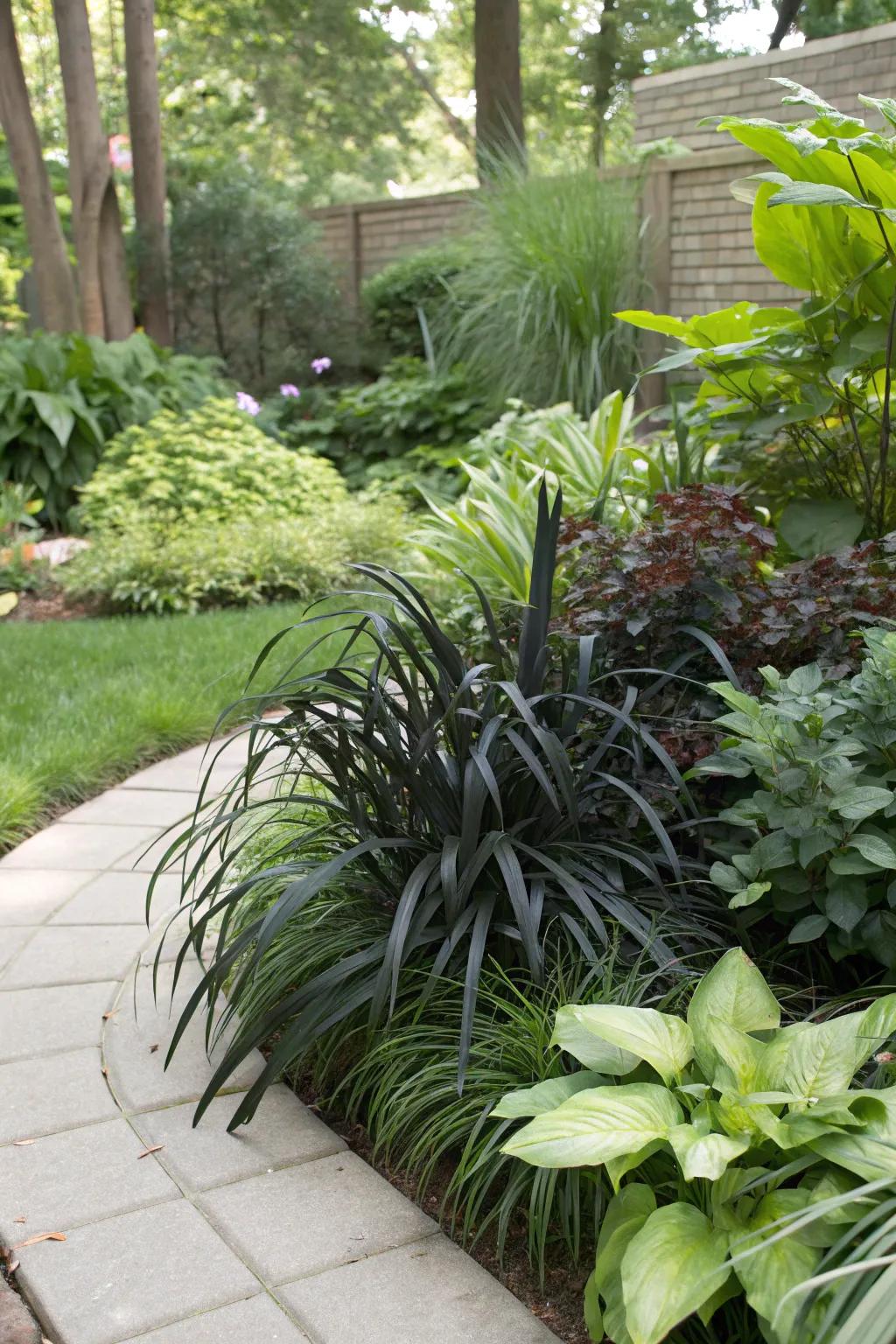 Accent your garden with the unique color of black mondo grass.