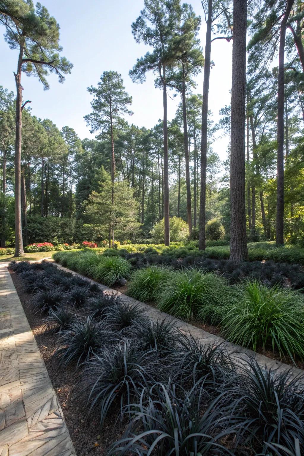 Enchant your woodland garden with black mondo grass.