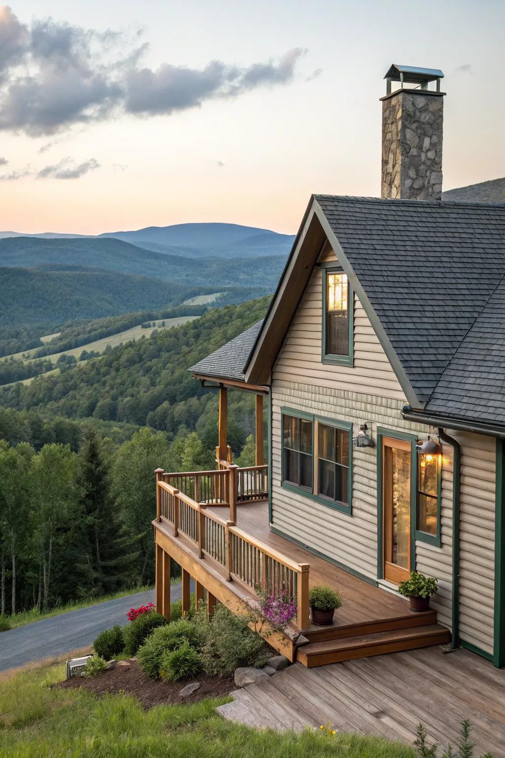 Vinyl shake siding provides a low-maintenance, wood-like appearance.