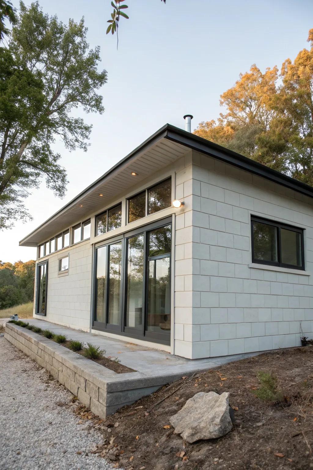 Painted concrete blocks offer a modern, customizable look.