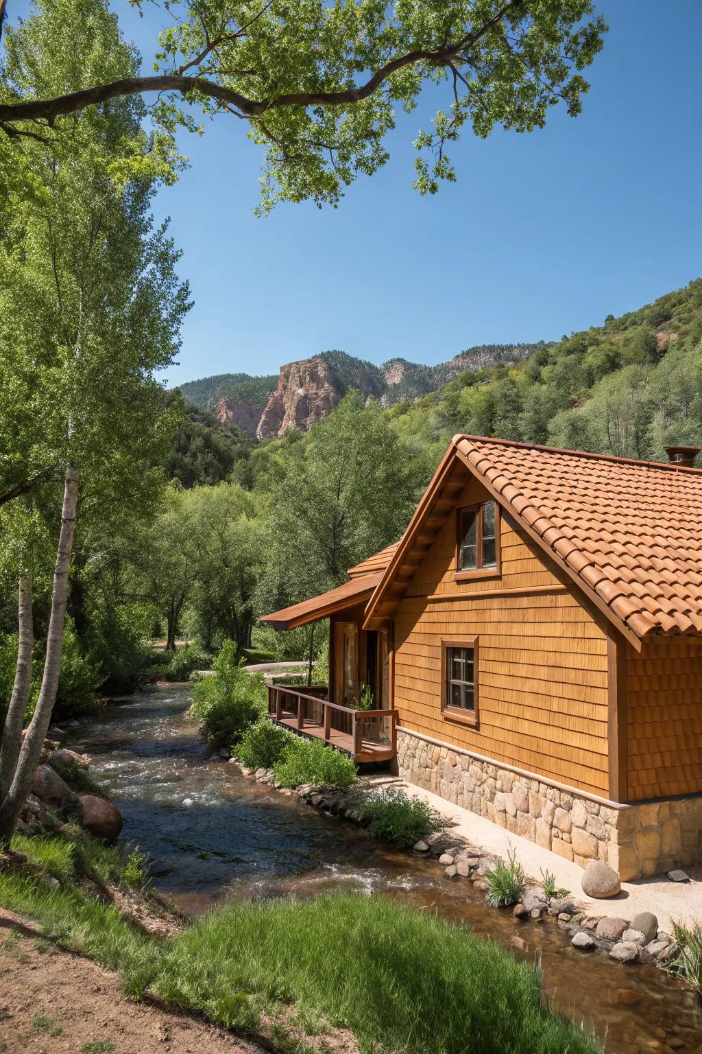 Clay tile siding adds an artistic and colorful dimension.