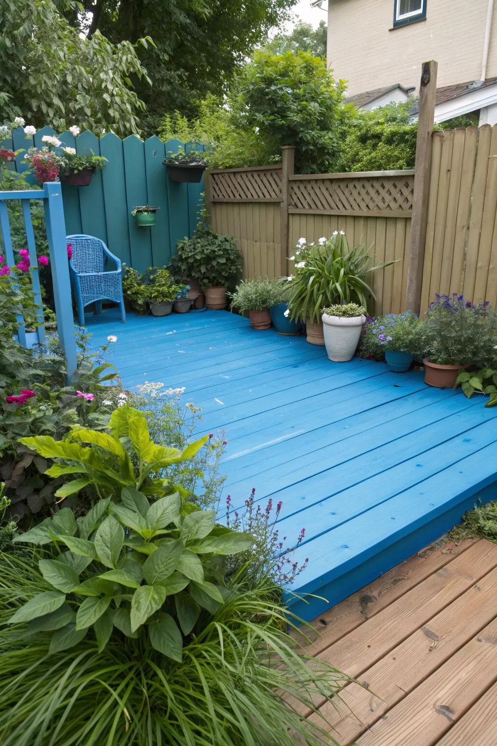A splash of color can transform the vibe of a small deck.