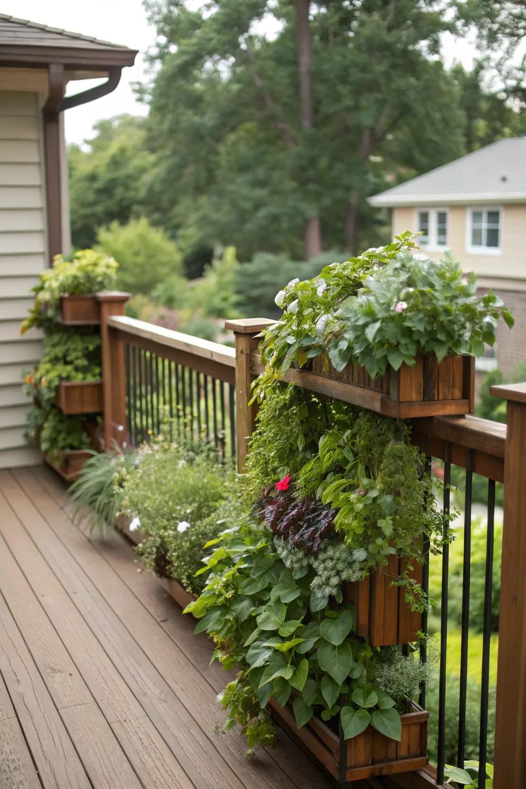 Plant pockets blend deck structures with natural elements.