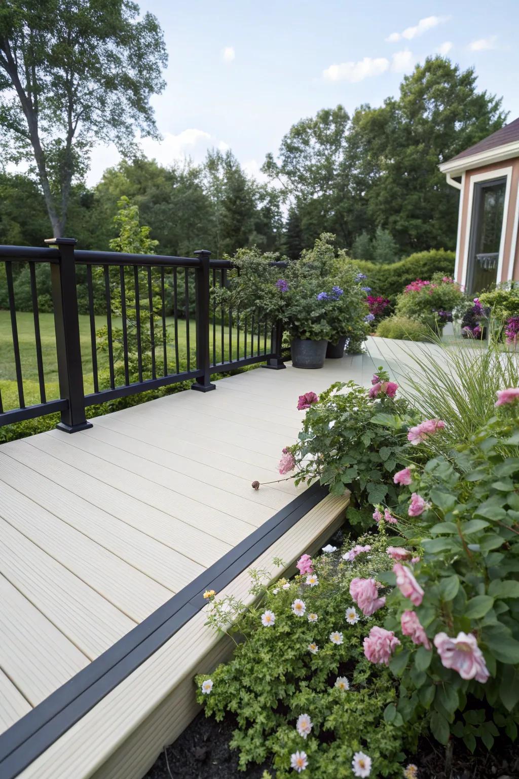 Contrasting colors enhance the visual impact of the deck.
