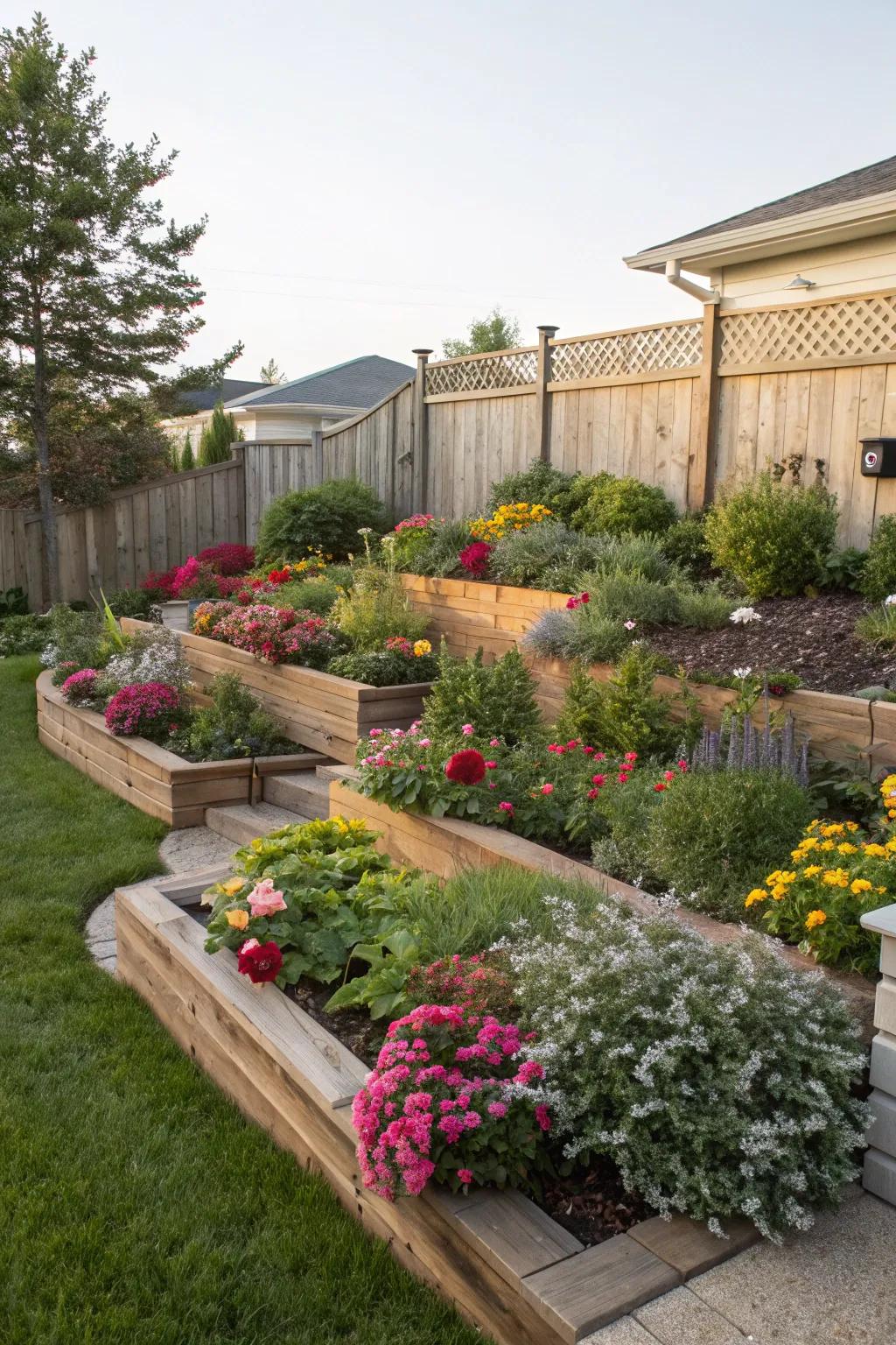 Lush landscaping creates a vibrant and inviting atmosphere.