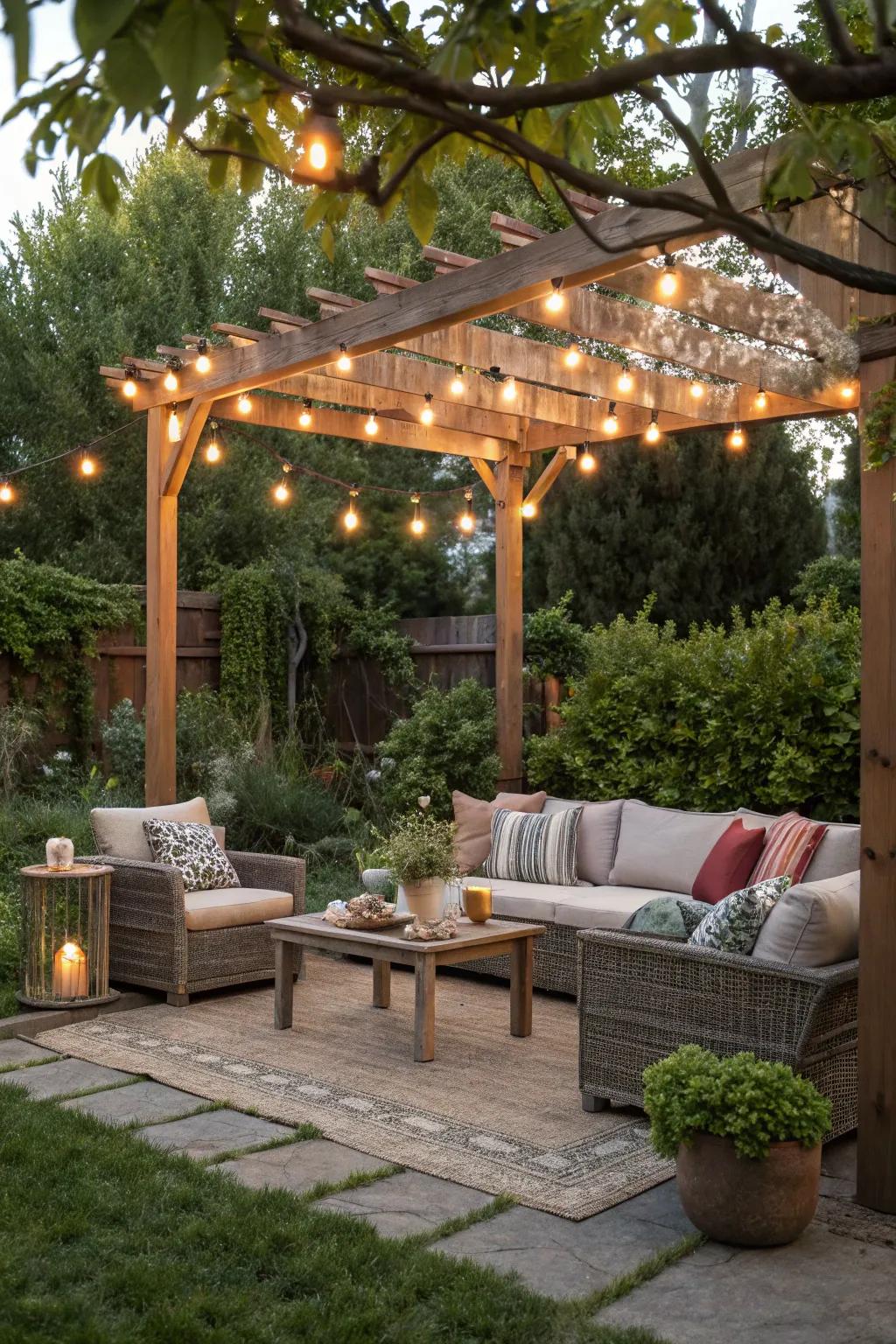 An outdoor living room transforms a Zone 5 garden into an entertainment haven.
