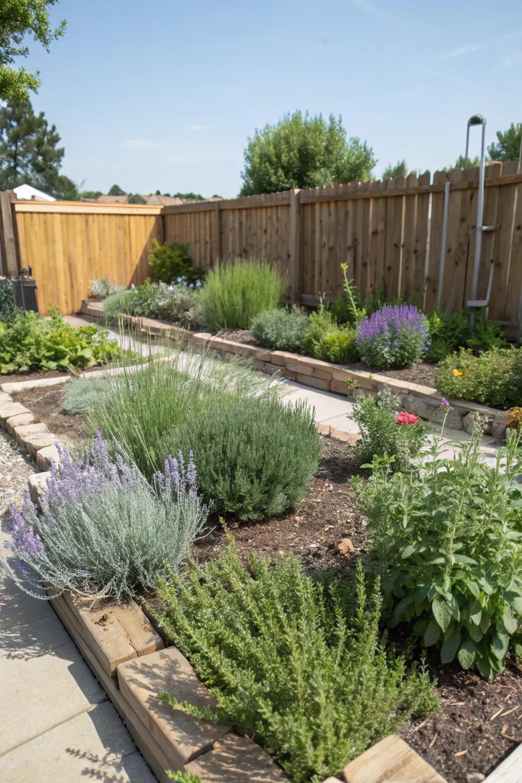 A sensory garden offers an engaging experience with aromatic herbs and textured plants.