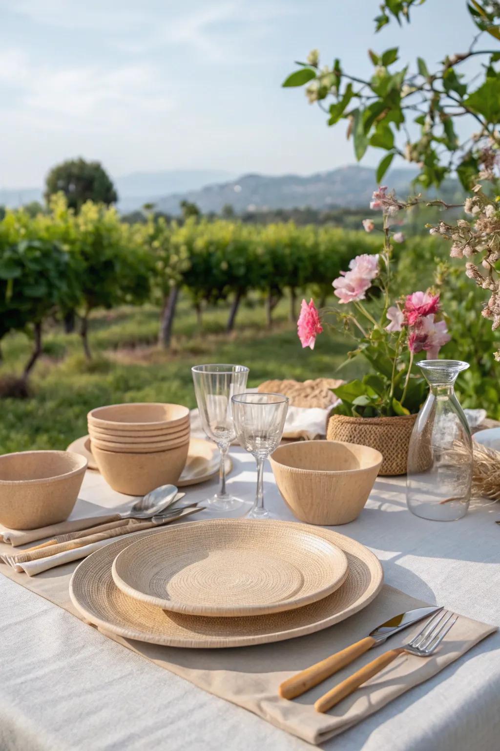 Eco-friendly tableware that adds elegance and sustainability to Friendsgiving.