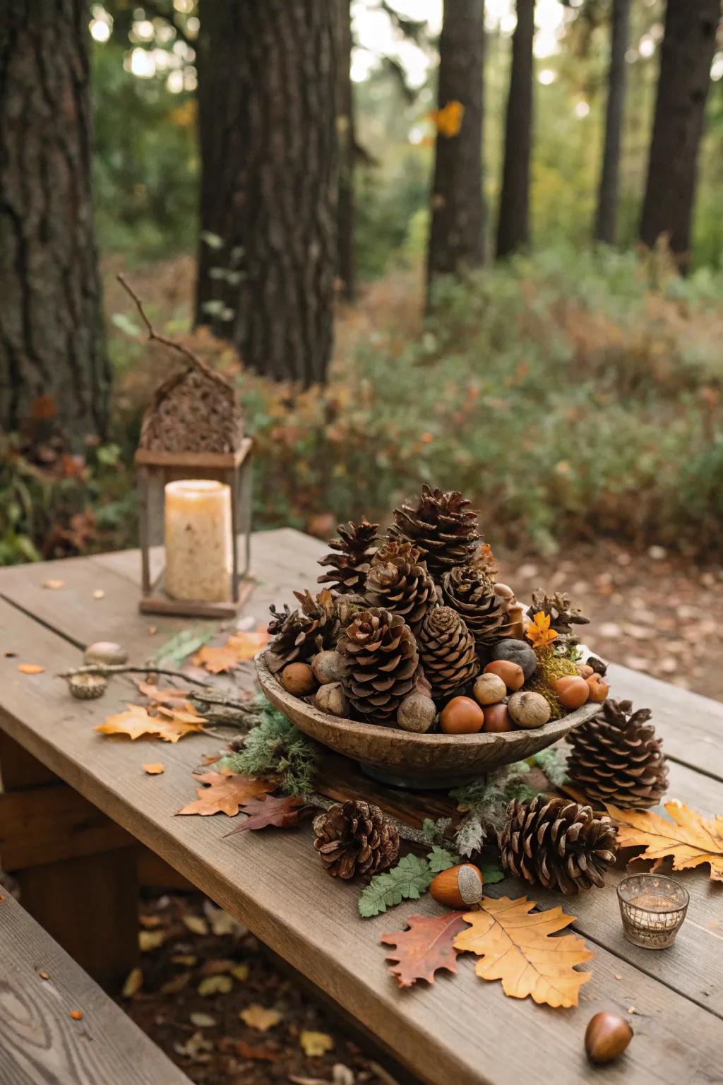A rustic centerpiece that celebrates the beauty of nature.