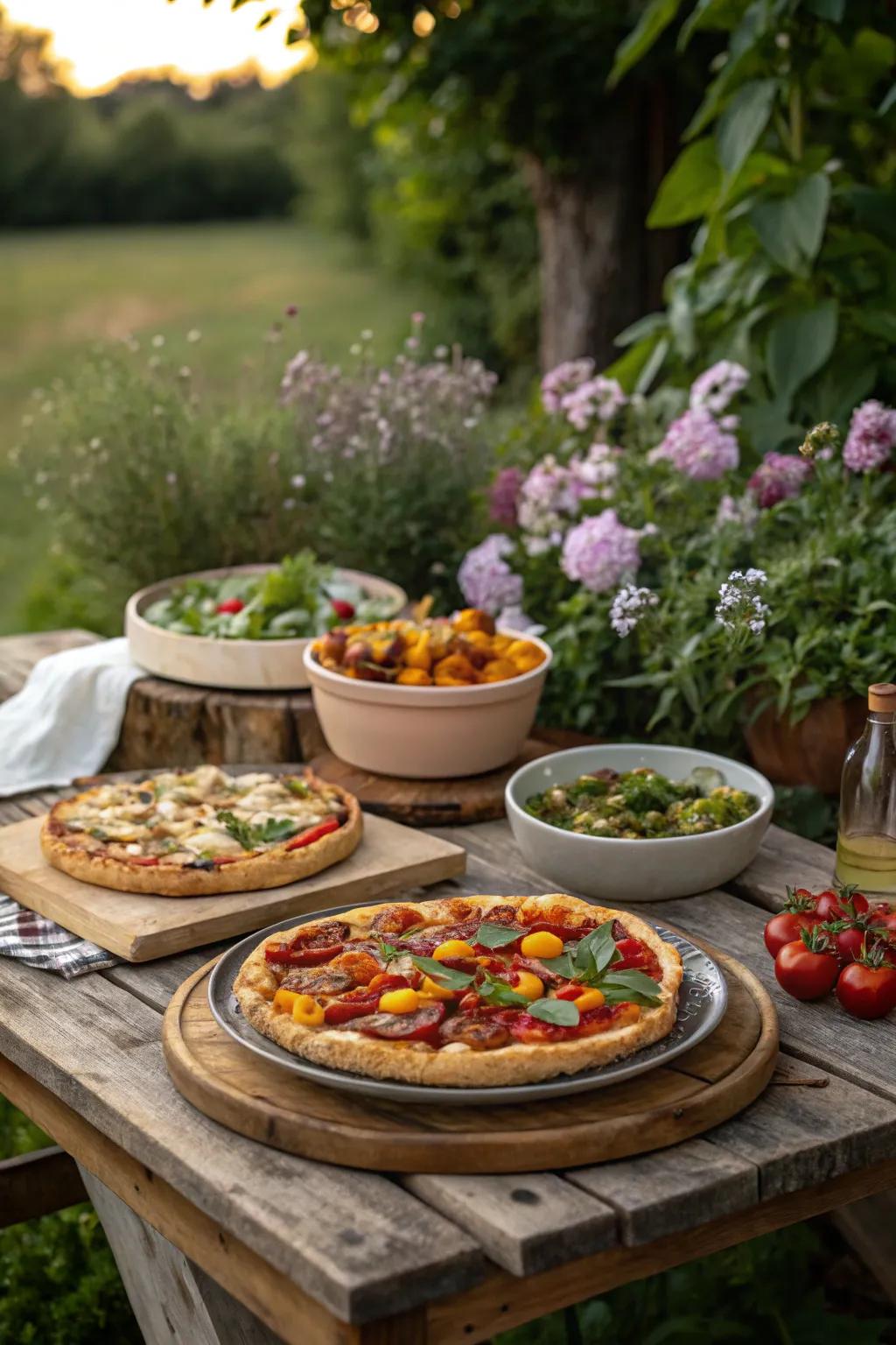 A delightful array of potluck dishes, ready to be enjoyed by friends.