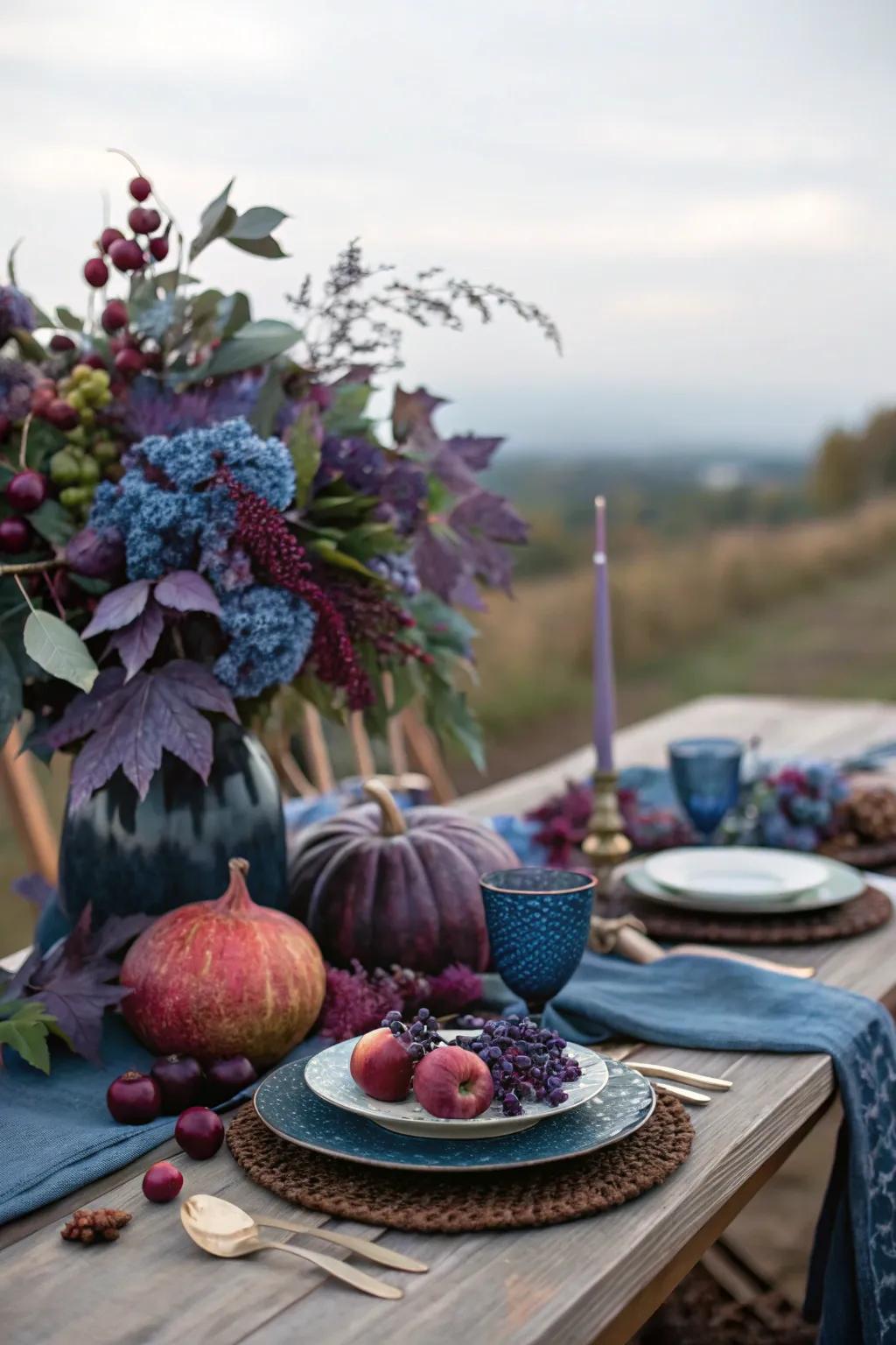 Non-traditional colors that bring a fresh twist to Friendsgiving decor.
