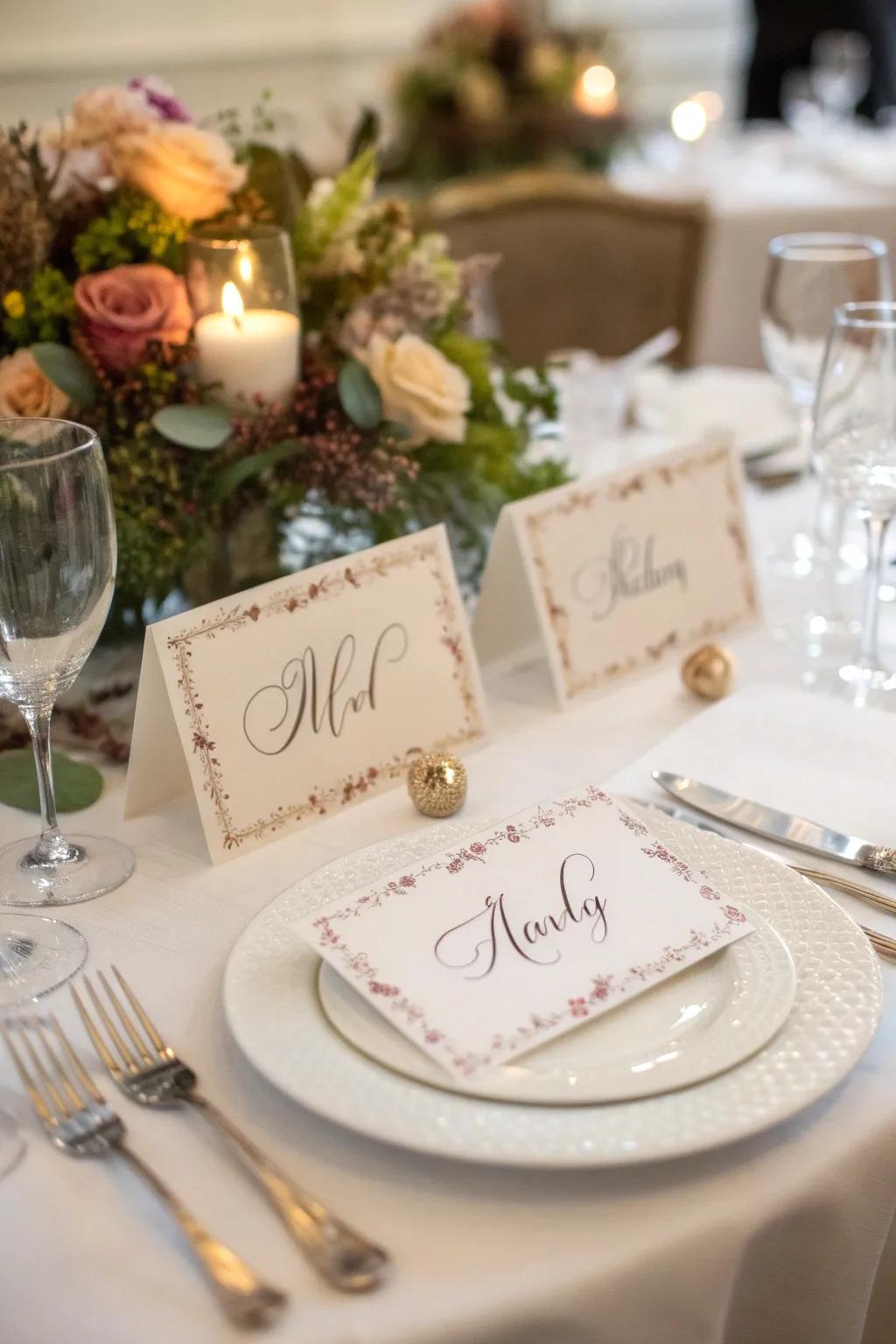 Personalized place settings that add a special touch to each guest's spot.