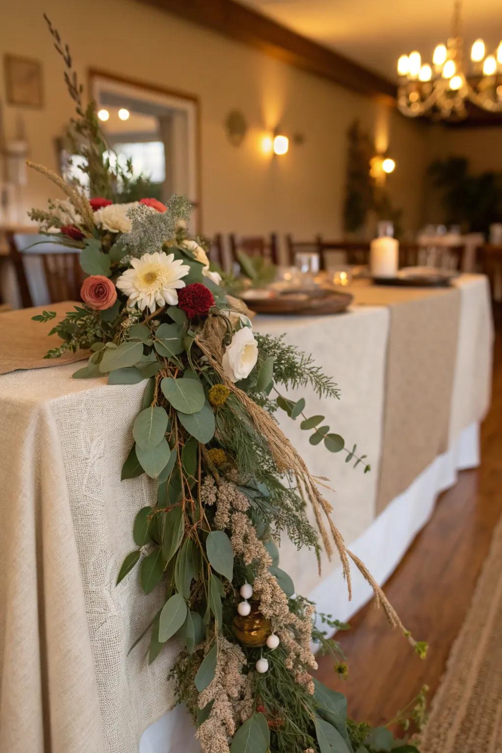A DIY garland that adds a whimsical touch to the Friendsgiving decor.