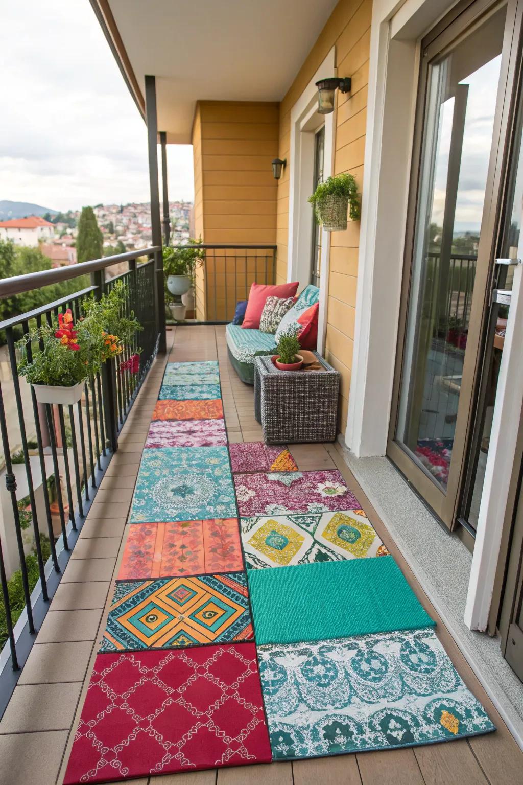 Floor coverings add texture and style to your balcony space.
